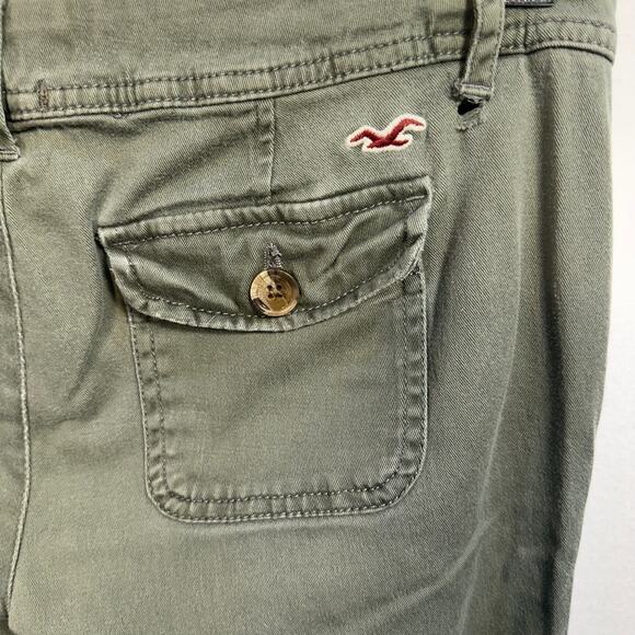Y2K Hollister Olive Green Cargo Pants SZ 3R Low Rise Utility Flare SoCal Stretch - Picture 8 of 11